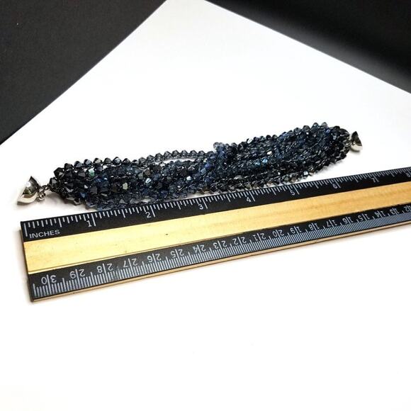 Stella and Ruby Small Faceted Crystal Bracelet, Multi Strands Magnetic Clasp, 8" - Picture 7 of 8